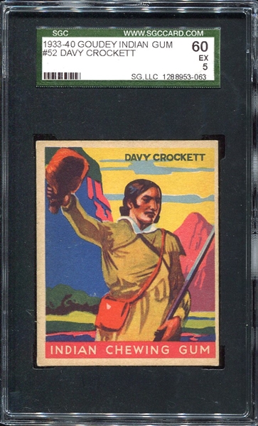 1933 Indian Gum #52 Davy Crockett SGC 60