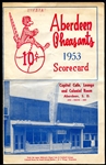 1953 Aberdeen Pheasants Program w/Roger Maris