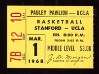 1968 UCLA Basketball Ticket Stub vs. Stanford