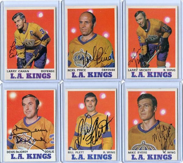 1970-71 Topps Hockey Los Angeles Kings lot of 15 cards All Autographed