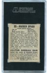1948-49 Leaf #32 Warren Spahn SGC 50 with Wet Print Transfer