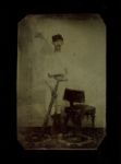 Circa 1870s Tintype baseball player with Huge Bat!!- w/tassel chair