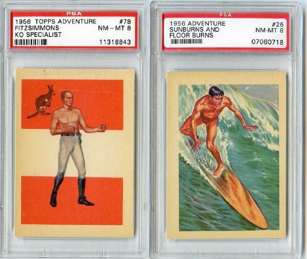 1956 Topps Adventure #26 and #78 Fitzsimmons Both PSA 8