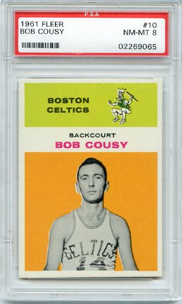 1961 Fleer Basketball #10 Bob Cousy PSA 8