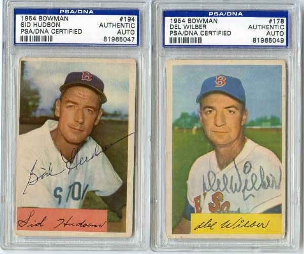 Two 1954 Bowman Baseball Cards Autographed PSA/DNA Certified