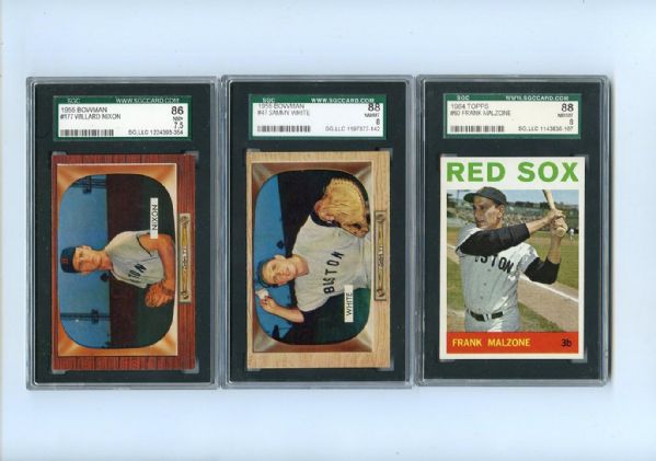 Lot of Three High Grade SGC Boston Red Sox Cards