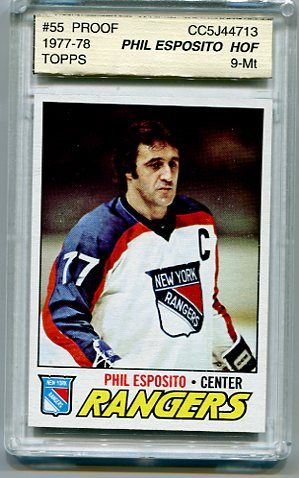 1977-78 Topps Hockey Card Blank Back Proof Phil Esposito