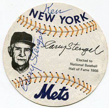 Casey Stengel Double Autographed Baseball Disc PSA/DNA