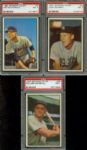 1953 Bowman Color (3) Houtteman, Lenhardt, Marshall  all PSA 7 NMT
