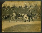 ca. 1925 Baseball Game action picture with bicycles, cars and people everywhere