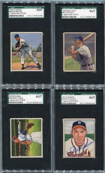 Lot of 9 1950s Bowman Baseball Cards ALL Autographed JSA