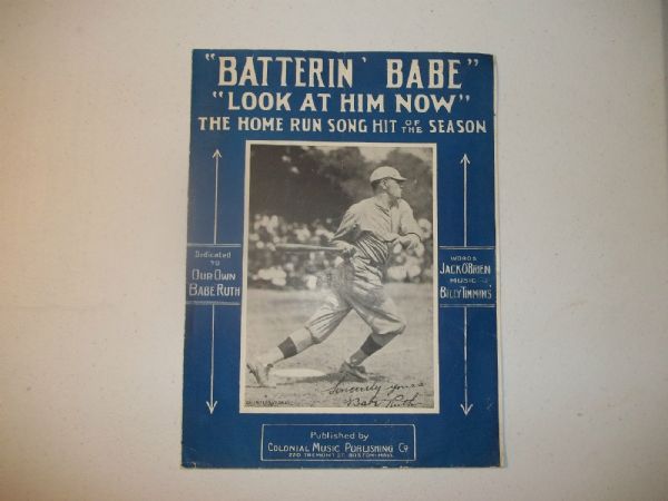 1919 Babe Ruth "Batterin Babe Look at Him Now" Sheet music