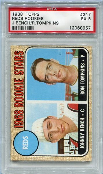 1968 Topps #247 Johnny Bench Rookie Card PSA 5