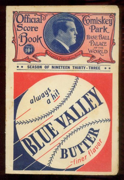 1933 St. Louis Browns vs. Chicago White Sox Scored Scorecard Saturday July 29th