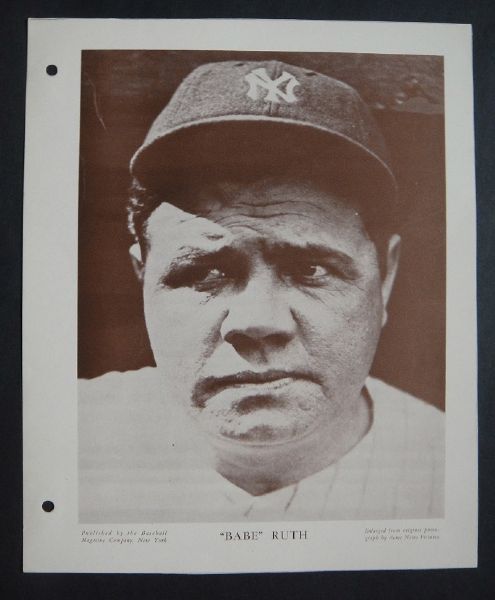 Baseball Magazine Premiums 1947 Yankees Team & Babe Ruth Portrait