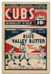 1934 Chicago Cubs vs. Brooklyn Unscored Score Card