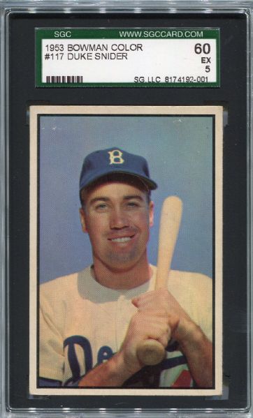 1953 Bowman Color #117 Duke Snider SGC 60