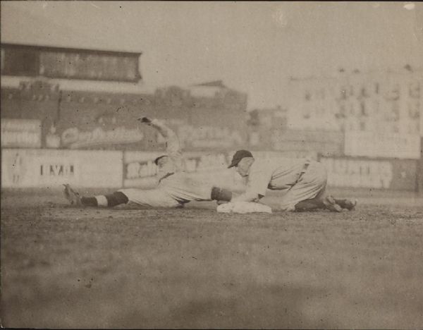 Original Photo Used for T202 Card - Scissor Slide !! Baseball Magazine hologram on back