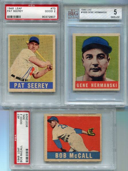 1948/49 Leaf Baseball Lot of 3 Different All Graded