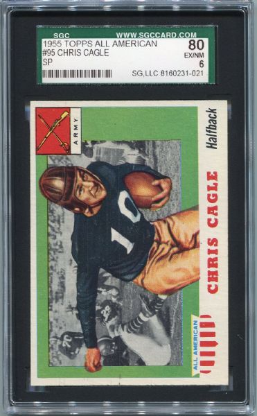 1955 Topps All American #95 Chris Cagle Short Print SGC 80
