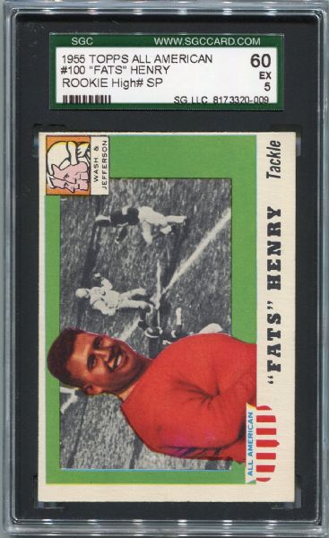 1955 Topps All American #100 Fats Henry Rookie Short Print SGC 60