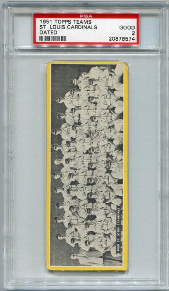1951 Topps Teams St. Louis Cardinals Dated PSA 2