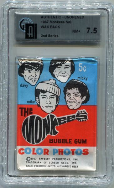 1967 Monkees 2nd Series Unopened Wax Pack GAI 7.5