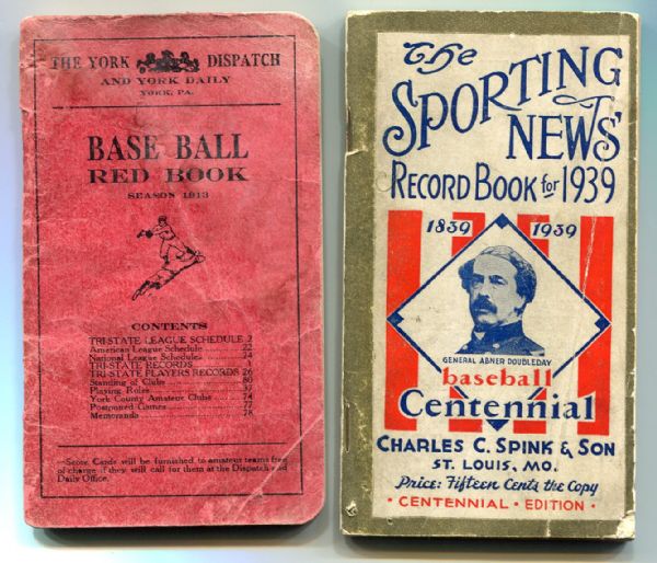 1913 Tri-State Base Ball Red Book & 1939 Sporting News Record Book