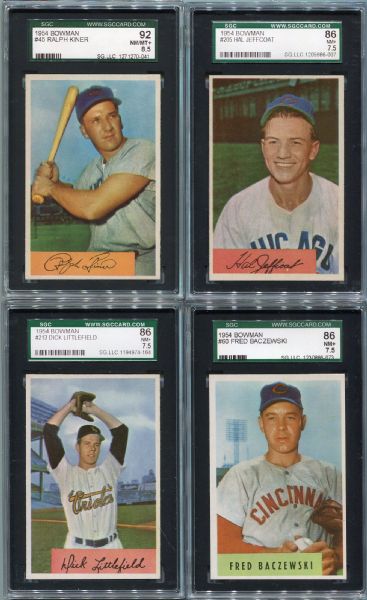 1954 Bowman Baseball High Grade SGC Lot of Nine Different