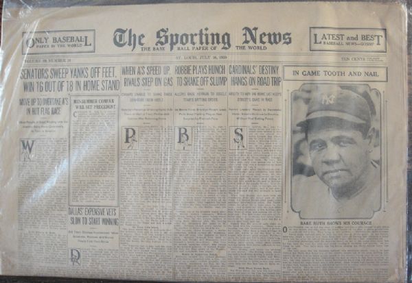 1930 Sporting News Babe Ruth On The Cover
