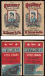 *Recruit Little Cigars original tobacco pack boxes, (2) 1911 overstamps