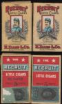 *Recruit Little Cigars original tobacco pack boxes, (2) -only 1 w/ 1911 overstamp