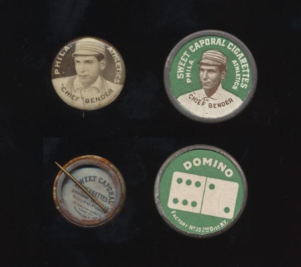 P2 & PX7 Sweet Caporal pin and Domino Disc- Chief Bender 