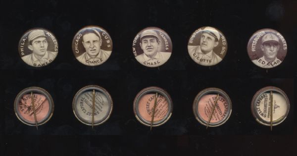 P2 Sweet Caporal Hall of Fame & Star lot (5)Baker, Chance, Chase, Cicotte, Clarke(LL)