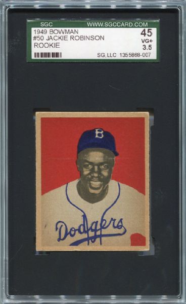 1949 Bowman #50 Jackie Robinson SGC 45