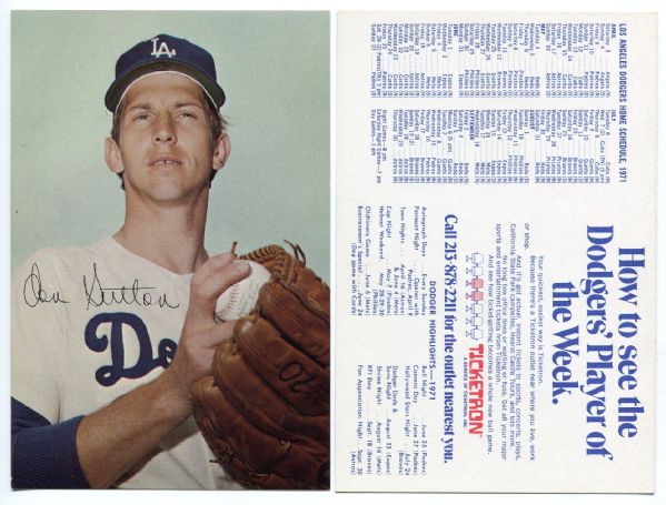 1971 Ticketron Los Angeles Dodgers Complete 20 Card Set Nrmt