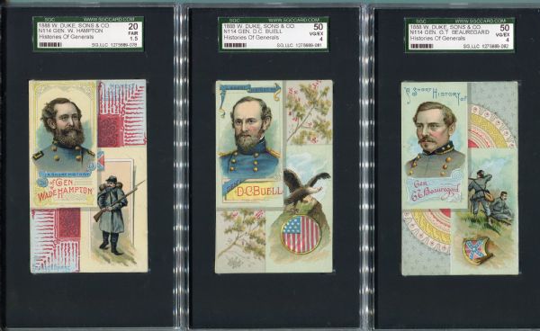 N114 Duke Histories Of Generals Lot of 3 SGC Graded