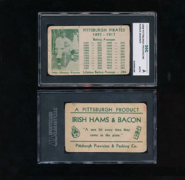 1948 Pittsburgh Provisions Honus Wagner  SGC AUT  very scarce