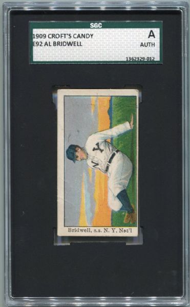 E92 Crofts Candy Al Bridwell SGC AUTH