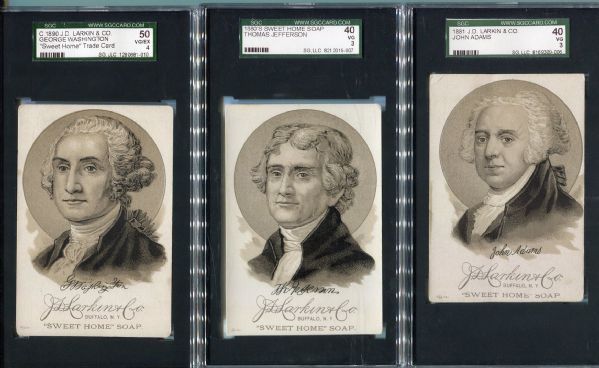 H603 J. D. Larkin & Co. "Sweet Home" Soap Presidents Trade Card 23 of 24 All SGC Graded