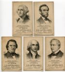 1880s Great Atlantic & Pacific Tea Company/T.H. Groves & Bro.s Lot of 9 Presidents Cards