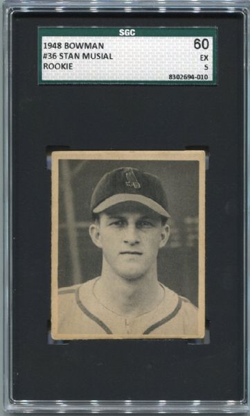 1948 Bowman #36 Stan Musial Rookie Card SGC 60