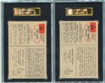 1954 Bowman Football Lot of 2 High Grade HOFers Tom Fears SGC 84 & Em Tunnell SGC 86