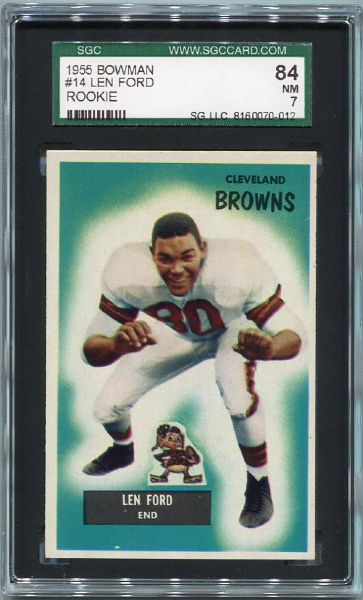 1955 Bowman Football #14 Len Ford SGC 84 Rookie HOFer