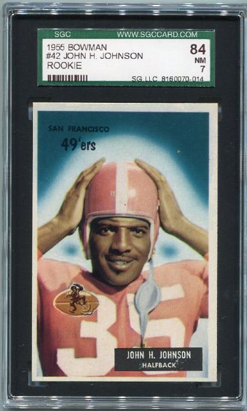 1955 Bowman Football #42 John Henry Johnson SGC 84 Rookie/HOFer
