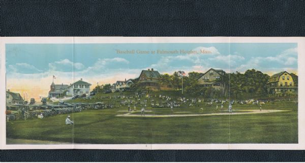 1920s Panoramic Baseball Fold Out Postcard - Fantastic Mass. Baseball Game