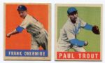 1948/49 Leaf Baseball Lot of 2 Cards Trout & Overmire