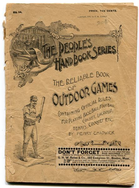 1893 The Peoples Handbook Series Reliable Book of Outdoor Games by Henry Chadwick
