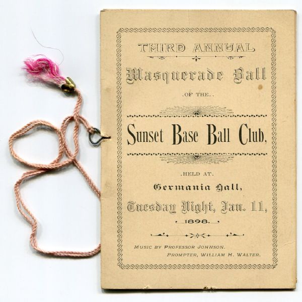 1898 Sunset Base Ball Club Masquerade Ball Program