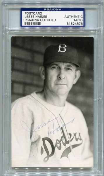 Jesse Haines Autographed Postcard PSA/DNA Certified Authentic